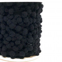 Bertie's Bows Pom Pom Trim - 10mm Diameter -Black