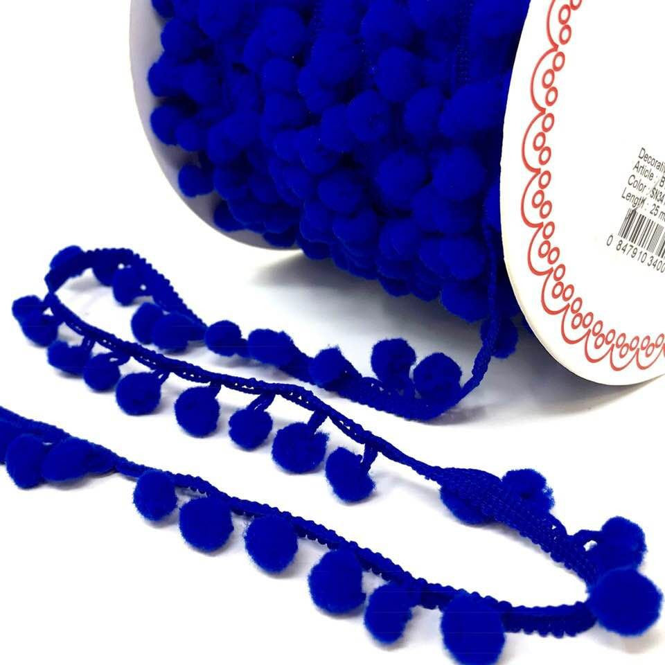 Bertie's Bows Pom Pom Trim - 10mm Diameter -Royal Blue