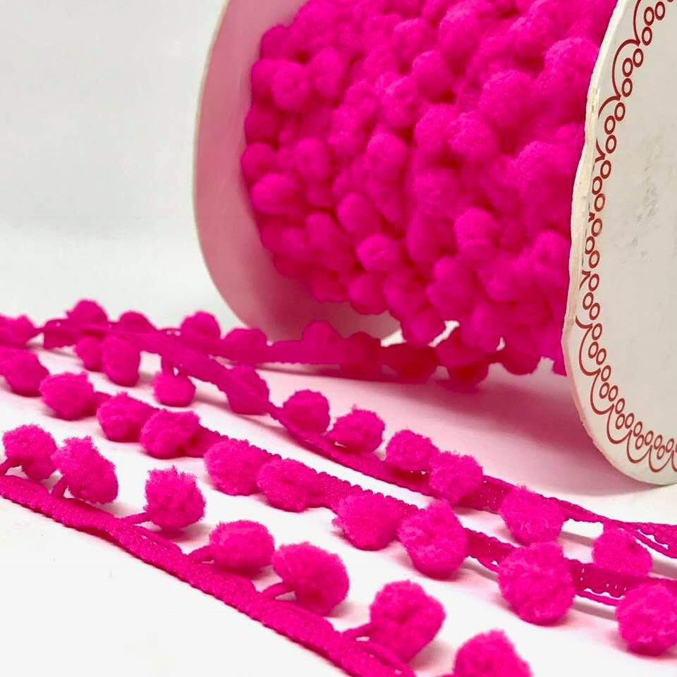 Bertie's Bows Pom Pom Trim - 10mm Diameter -Shocking Pink