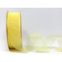 Bertie's Bows Sheer Organza Ribbon - 25mm Light Lemon