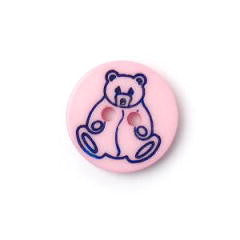 Button- 15mm Teddy Bear Print - Pink