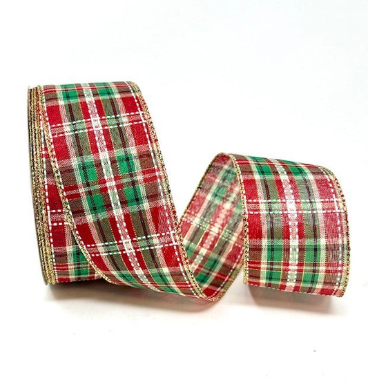 Premium Wire Edge Ribbon - Festive Tartan