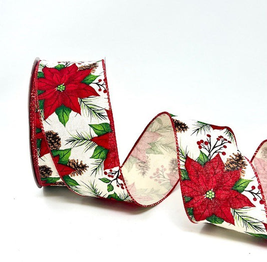 Premium Wire Edge Ribbon - Poinsettia